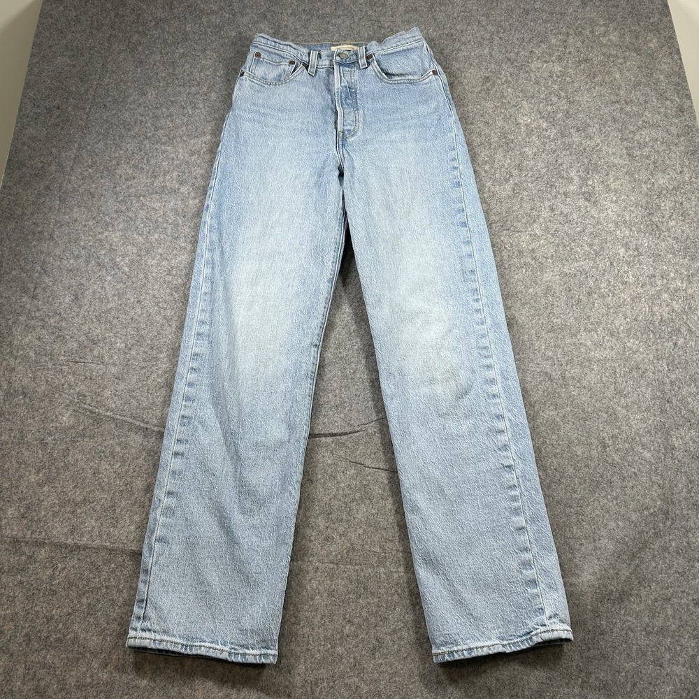Levis Jeans Womens 27 Blue Denim Ribcage Straight Button Fly Light Wash